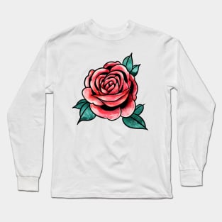 Watercolor red rose Long Sleeve T-Shirt